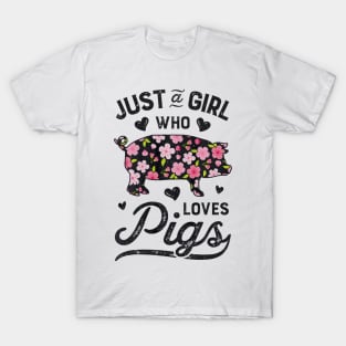 Pig Shirts for Girls Women Kids Just a Girl who Loves Pigs T-Shirt